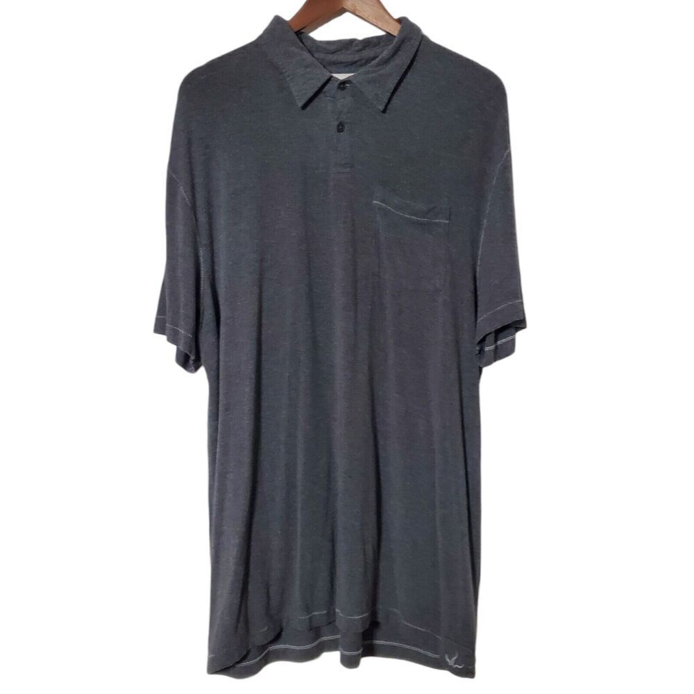 Prana Polo Shirt Size XL Gray Short Sleeve Outdoor Casual Pocket Mens
